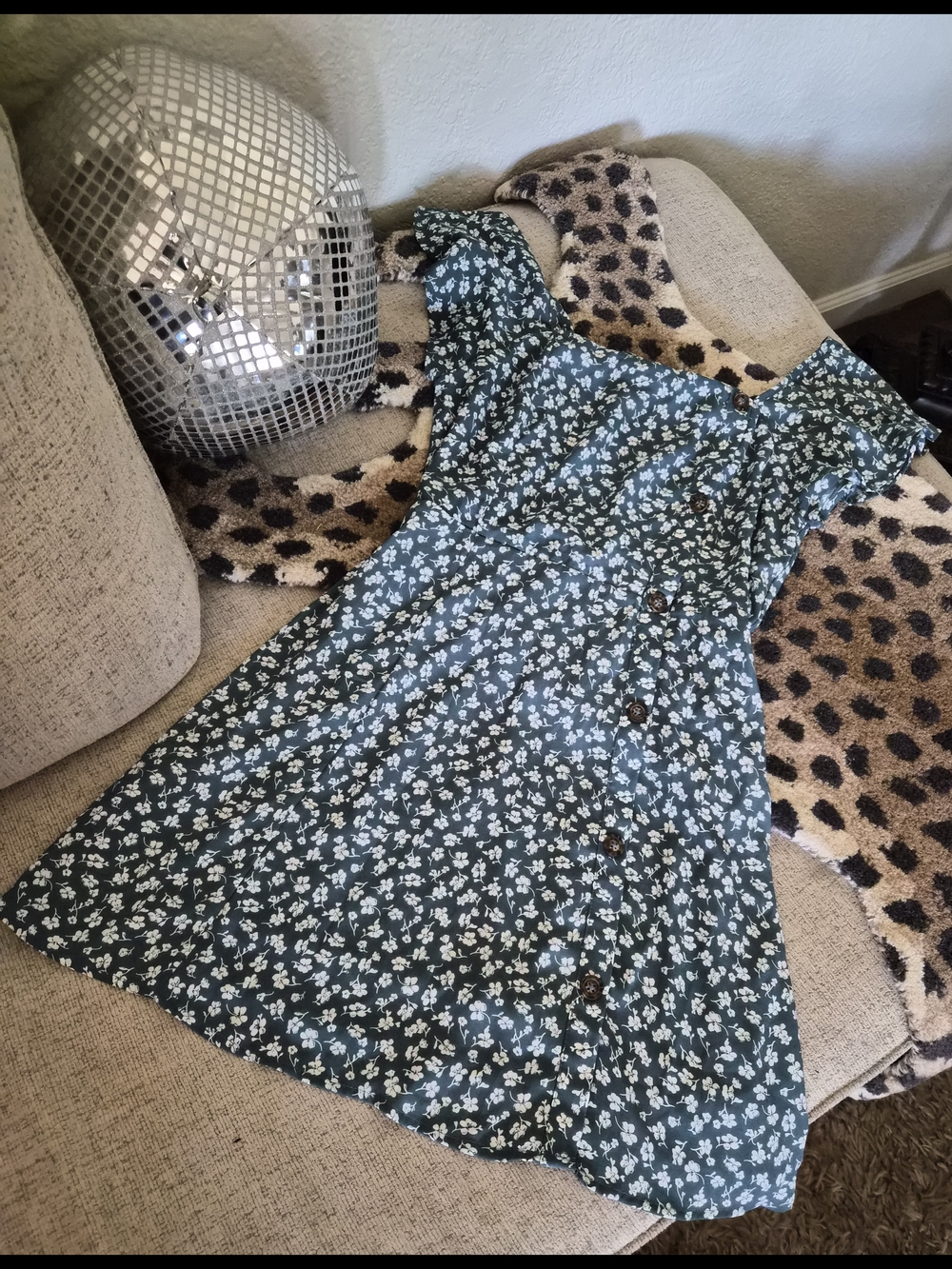 Sienna Sky Teal Floral Print Top with White Blossoms